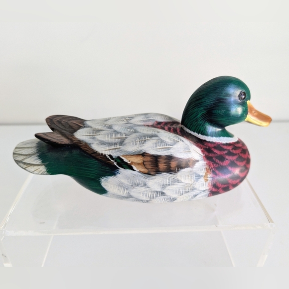 Vintage 8.5" Small Scale Hand Painted Mallard Duck Figurine Collector Decoy Hunt - Picture 3 of 9